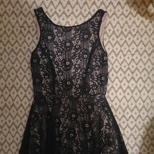 Black Lace fit and flare Formal Dress